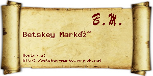 Betskey Markó névjegykártya